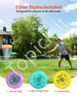 Pradedančiųjų lėkščiasvydžio (disko golfui) rinkinys iš 3 dalių su puteriu, vidutinio nuotolio disku ir draiveriu, patvirtintas PDGA - Image 2