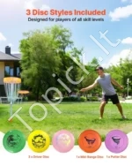 Pradedančiųjų lėkščiasvydžio (disko golfui) rinkinys iš 5 dalių su puteriu, vidutinio nuotolio disku, draiveriu ir mini žymekliu, patvirtintas PDGA - Image 2