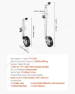 Priekabos atraminis ratukas 150 kg su tvirtinimu ir rankena - Image 7