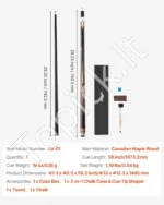 Profesionalus biliardo laisvalaikio ir treniruočių lazda 1473,2 mm ir 538 g - Image 7