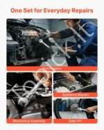 Raktinių rinkinys 24 dalių lanksčia galvute su terkšle, coliniai ir metriniai raktai automobiliams ir dirbtuvėms - Image 6