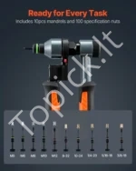 Rečyklinis aklintuvų rinkinys 210 mm su 10 keičiamų dyglių ir 100 kniedžių veržlių - Image 2