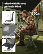 Reguliuojama sulankstoma medžioklės kėdė su 360 laipsnių besisukančia sėdyne ir reguliuojamomis kojomis 570 x 500 x 880–1080 mm - Image 2