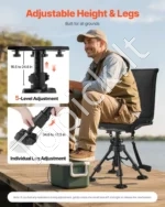 Reguliuojama sulankstoma medžioklės kėdė su 360 laipsnių besisukančiu sėdyne 570 x 500 x 880–1080 mm - Image 4