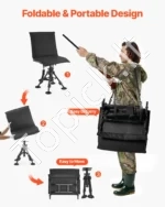 Reguliuojama sulankstoma medžioklės kėdė su 360 laipsnių besisukančiu sėdyne 570 x 500 x 880–1080 mm - Image 6