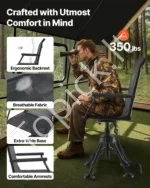 Reguliuojama sulankstoma medžioklės kėdė su porankiais ir 360 laipsnių besisukančia sėdyne 570 x 500 x 880–1080 mm - Image 2