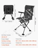 Reguliuojama sulankstoma medžioklės kėdė su porankiais ir ergonomišku atlošu 500 x 440 x 995 mm - Image 7