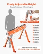 Reguliuojamo aukščio sulankstomi darbiniai ožiai 2 vnt. – tvirtas 816 kg talpos suoliukas medienos apdirbimui 1085 x 551–698 x 643–820 mm - Image 4