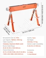 Reguliuojamo aukščio sulankstomi darbiniai ožiai 2 vnt. – tvirtas 816 kg talpos suoliukas medienos apdirbimui 1085 x 551–698 x 643–820 mm - Image 7