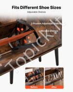Ruda laisvai statoma batų spintelė su 4 nuleidžiamais stalčiais (120 x 24 x 105 cm) - Image 5
