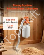 Sieninė dulkių surinkimo sistema 1HP – galingas 950 m3/h medžio apdirbimo dulkių nusiurbimas - Image 2