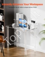 Skaidrus akrilinis biuro stalas su monitoriaus stovu (80 x 50 x 88 cm) - Image 2
