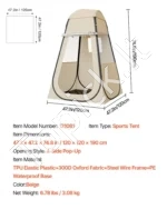 Skaidrus pop-up sportinis palapinės kupolas 120 x 120 x 190 cm (skirtas 1 asmeniui) - Image 7