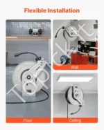Slėginio plovimo įrenginio žarnos ritė 320 x 135 x 393 mm su 19.8 m žarna, 3200 PSI slėgiu ir automatinio susukimo sistema - Image 6