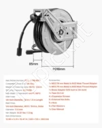 Slėginio plovimo įrenginio žarnos ritė 320 x 135 x 393 mm su 19.8 m žarna, 3200 PSI slėgiu ir automatinio susukimo sistema - Image 7