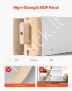 Slenkamosios durys 1067 x 2134 mm su stiklu, MDF plokšte ir pilnu furnitūros rinkiniu - Image 3