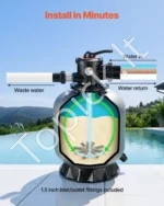 Smėlio filtras baseinui – 46 cm baseino smėlio filtravimo sistema su 7 krypčių vožtuvu, 151 l/min - Image 5