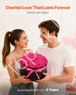 Rožių puokštė apvalioje dėžutėje 27 vnt., rožinė raudona - Image 3