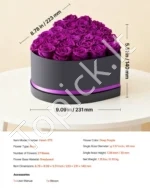 Rožių puokštė širdies formos dėžutėje 27 vnt., tamsiai violetinė - Image 7