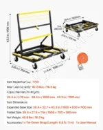 Sulankstomas gipso kartono ir plokščių vežimėlis 816 kg (su besisukančiais ratukais ir išskleidžiama platforma) - Image 7