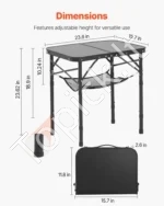 Sulankstomas nešiojamas kempingo stalas 60 cm – aliuminis iškylų stalas vidaus ir lauko erdvėms - Image 4