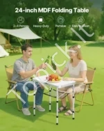 Sulankstomas nešiojamas kempingo stalas 60 cm – sidabrinis aliuminis iškylų stalas vidaus ir lauko erdvėms - Image 2