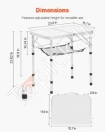 Sulankstomas nešiojamas kempingo stalas 60 cm – sidabrinis aliuminis iškylų stalas vidaus ir lauko erdvėms - Image 4