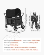 Sulankstomas vaikų vežimėlis-karutis 4 vaikams stūmimui ir traukimui stovyklavimui - Image 7