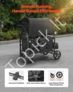 Sulankstomas vaikų vežimėlis-karutis 4 vaikams su stūmimo ir traukimo rankenomis 150  kg - Image 4