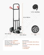 Tvirtas rankinis vežimėlis-platforma 272 kg, teleskopinė rankena - Image 7