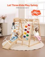 Vaikiška 7-in-1 medinė laipynė-aikštelė namams (su čiuožykla, sūpynėmis ir laipiojimo siena) - Image 2