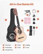 Vaikiška klasikinė medinė gitara pradedantiesiems 780 mm (Natūrali) - Image 7