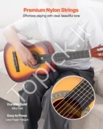 Vaikiška klasikinė medinė gitara pradedantiesiems 780 mm (Sunburst) - Image 3