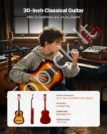 Vaikiška klasikinė medinė gitara pradedantiesiems 780 mm (Sunburst) - Image 6