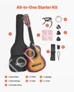 Vaikiška klasikinė medinė gitara pradedantiesiems 780 mm (Sunburst) - Image 7
