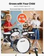Vaikiškas 5 dalių mušamųjų instrumentų rinkinys (35,56 x 25,4 cm bosinis būgnas, juodas) - Image 2