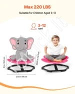 Vaikiškas sensorinis besisukantis krėslas, rožinės spalvos, gėlės formos 54 cm, aukštis 25,5 cm  - Image 2