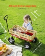 Vaikiškas vežimėlis-ragatkę su medinėmis panelėmis ir ratukais iki 150 kg - Image 4