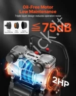 Vertikalus bealyvis oro kompresorius 50 l, 1500 W su ratukais ir 8 bar slėgiu - Image 3