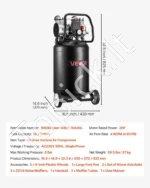 Vertikalus bealyvis oro kompresorius 50 l, 1500 W su ratukais ir 8 bar slėgiu - Image 7