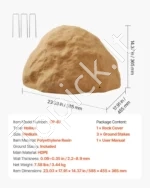 Vidutinio dydžio dekoratyvinis dirbtinis akmuo-dangtis 58.5 x 45.5 x 36.5 cm, smėlio rudos spalvos, kiemo ir sodo įrangos maskavimui - Image 7