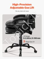 Ypatingai tvirtas ergonomiškas vadovo biuro fotelis su kojų atrama ir juosmens pagalve, juodas (710 x 685 x 1304 mm) - Image 6