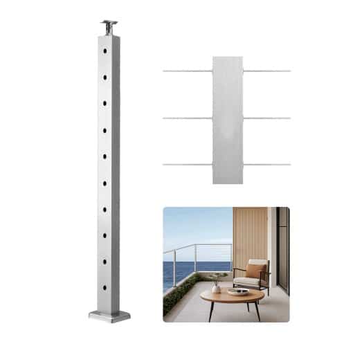 de2F1JZLGZXYS914I4BDB001V02Fgoods_img-v22Fcable-railing-post-m100-1.2.jpg Nerūdijančio plieno turėklo stulpas terasoms ir laiptams su išgręžtomis skylėmis - Image 1