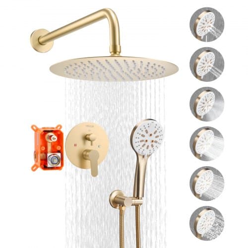 de2FBGSAZDPHSZHL1K1BP001V02Fgoods_img-v32Fshower-system-m100-1.2.jpg Šlifuoto aukso spalvos dušo maišytuvo rinkinys su 25 cm apvalia lietaus dušo galva ir rankiniu dušu - Image 1