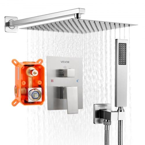 de2FBGSAZDPHSZHLCW04G001V02Fgoods_img-v22Fshower-system-m100-1.2.jpg Šlifuoto nikelio dušo maišytuvo komplektas su 305 mm kvadratine lietaus dušo galvute ir rankiniu purkštuvu - Image 1