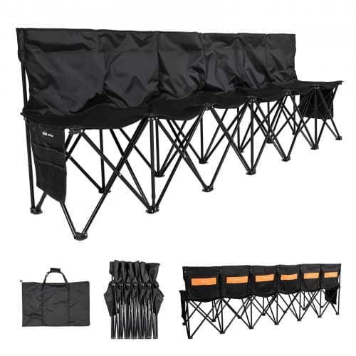 de2FBKZDYDZYHS6SWXJNP001V02Fgoods_img-v12Ffolding-bench-m100-1.2.jpg Nešiojamas sulankstomas 6 vietų suolas 2450 x 450 x 820 mm , sportinė išsiskleidžianti sėdynė su atlošu, kišenėmis ir krepšiu, juodas - Image 1