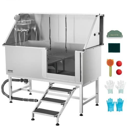 de2FBXGCWYG62CSL9SXZIV02Fgoods_img-v12Fpet-grooming-table-m100-1.2.jpg Profesionali nerūdijančio plieno vonia šunims maudyti su laipteliais (150 x 70 x 149,5 cm) - Image 1