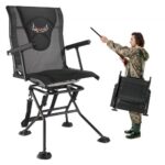 Reguliuojama sulankstoma medžioklės kėdė su porankiais ir ergonomišku atlošu 500 x 440 x 995 mm