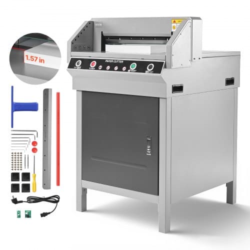 de2FDDQZJSKDDQZJYNDFC001V22Fgoods_img-v12Felectric-paper-cutter-uk-m100-1.2.jpg Elektrinė popieriaus pjaustyklė 450 mm pjovimo plotis 40 mm storis giljotina su infraraudonųjų spindulių funkcija - Image 1