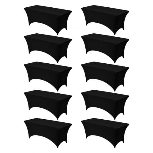 de2FDLZZ6FT10PCSGR2JA001V02Fgoods_img-v12Ftable-cover-m100-1.2.jpg Elastinės stačiakampės staltiesės, 10 vnt., 183 x 76 cm (6 pėdų), tamprios, atsparios raukšlėms, juodos - Image 1